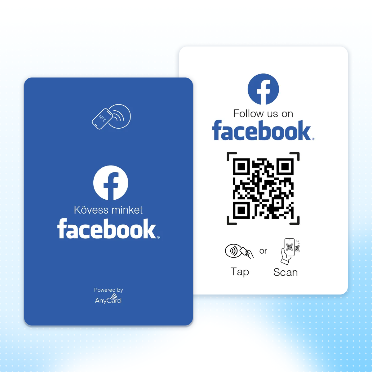 Facebook követőgyűjtő kártya - NFC/QR